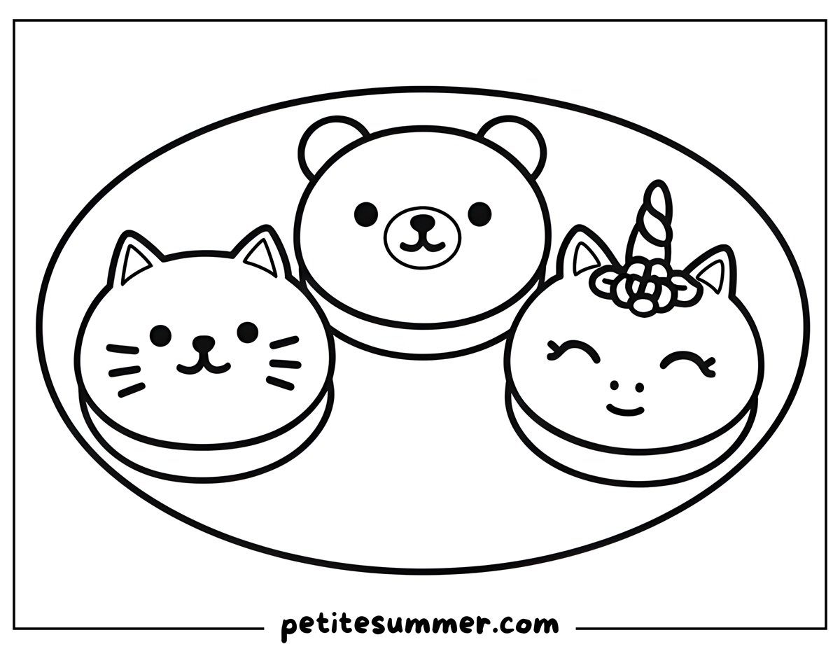 animal donuts coloring page