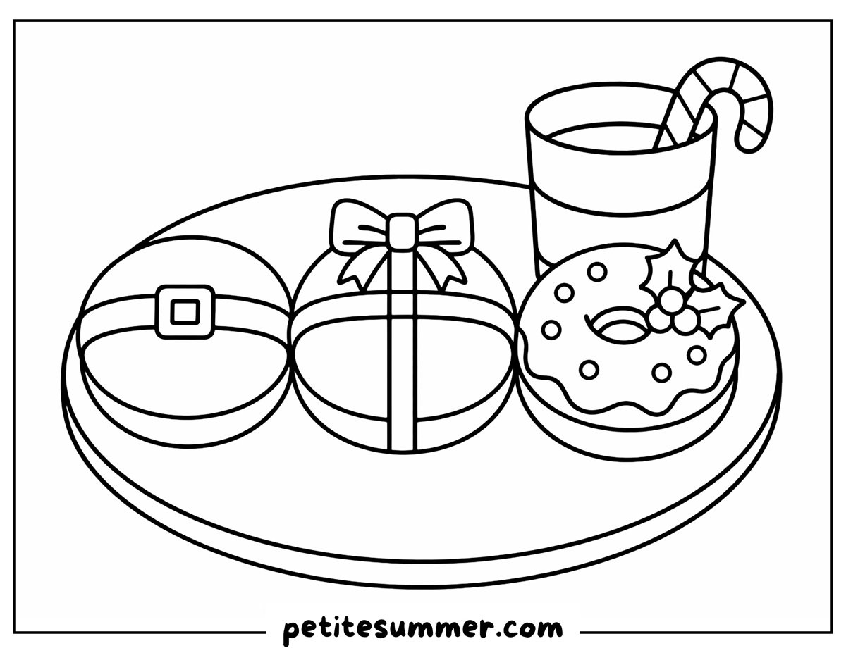 christmas donuts coloring page