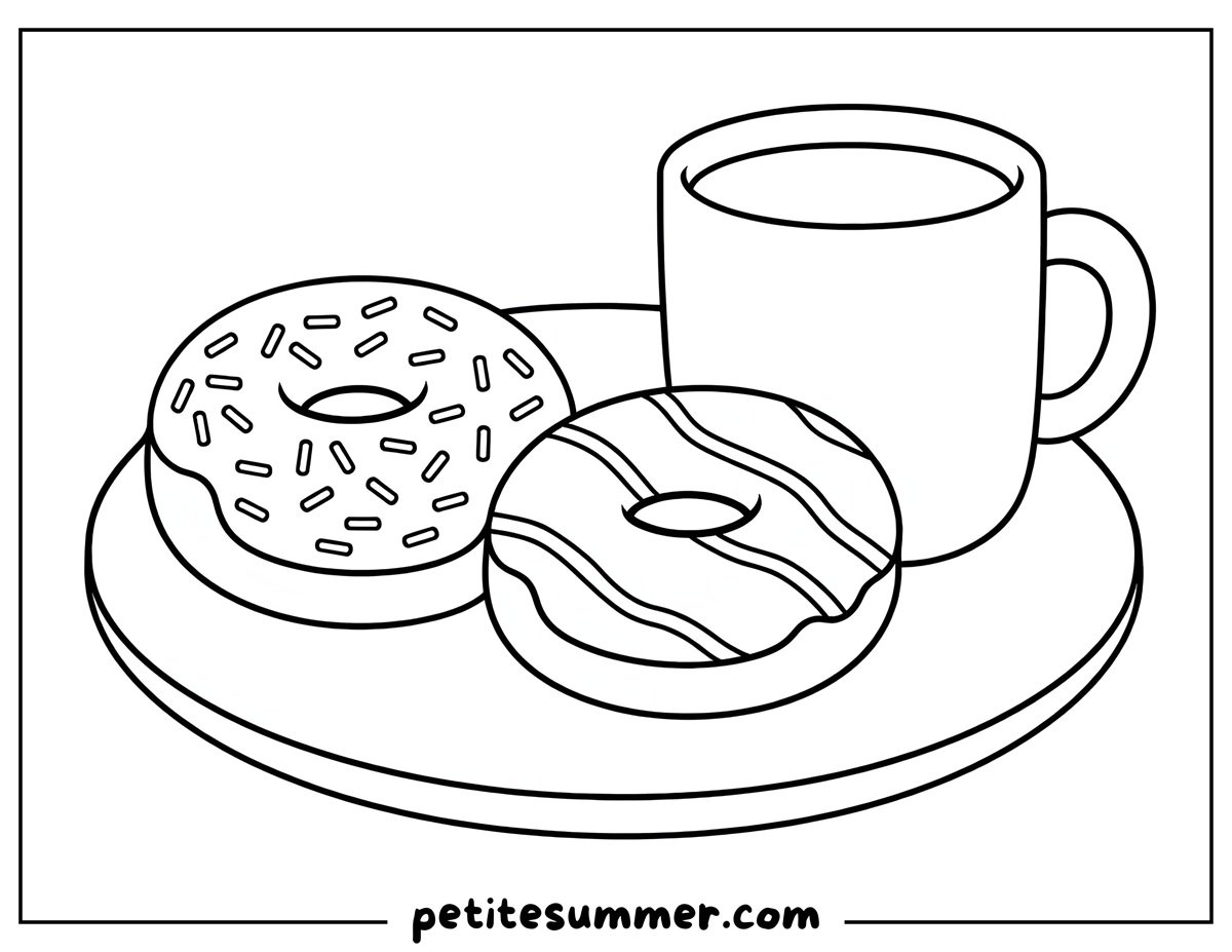 donut and drink coloring page