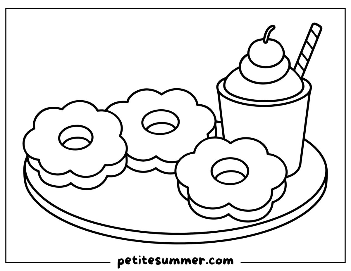 flower donuts coloring page