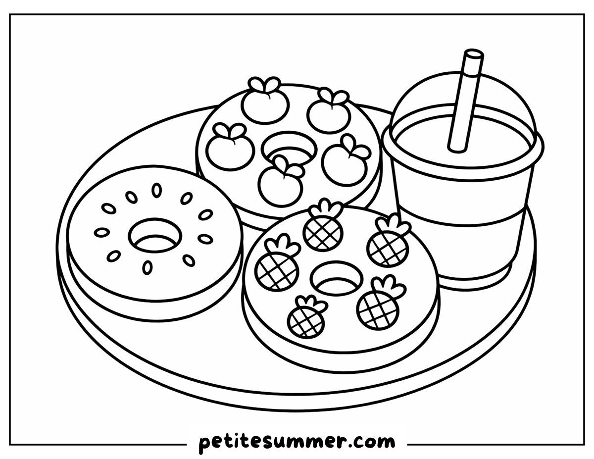 fruit donuts coloring page