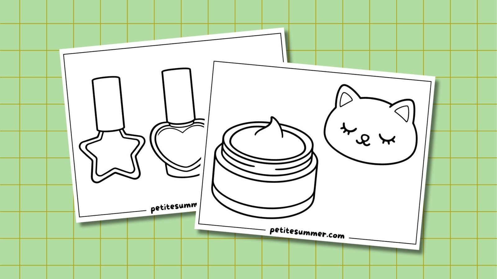 beauty coloring page category feature image (green background)