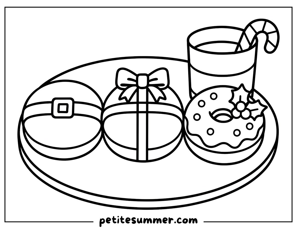 christmas donuts coloring page