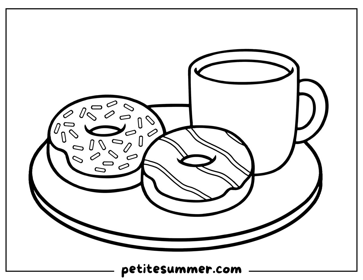 donut and drink coloring page