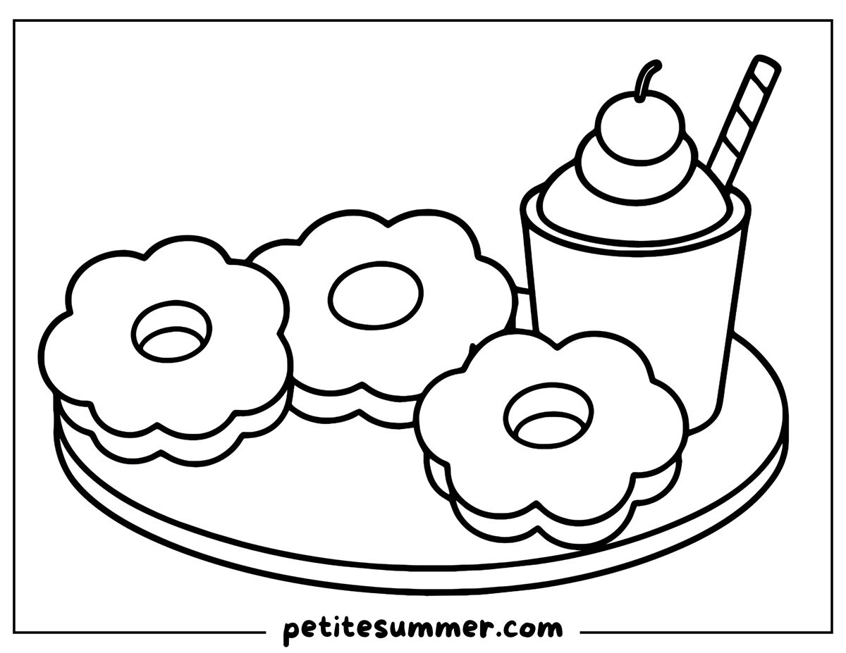 flower donuts coloring page