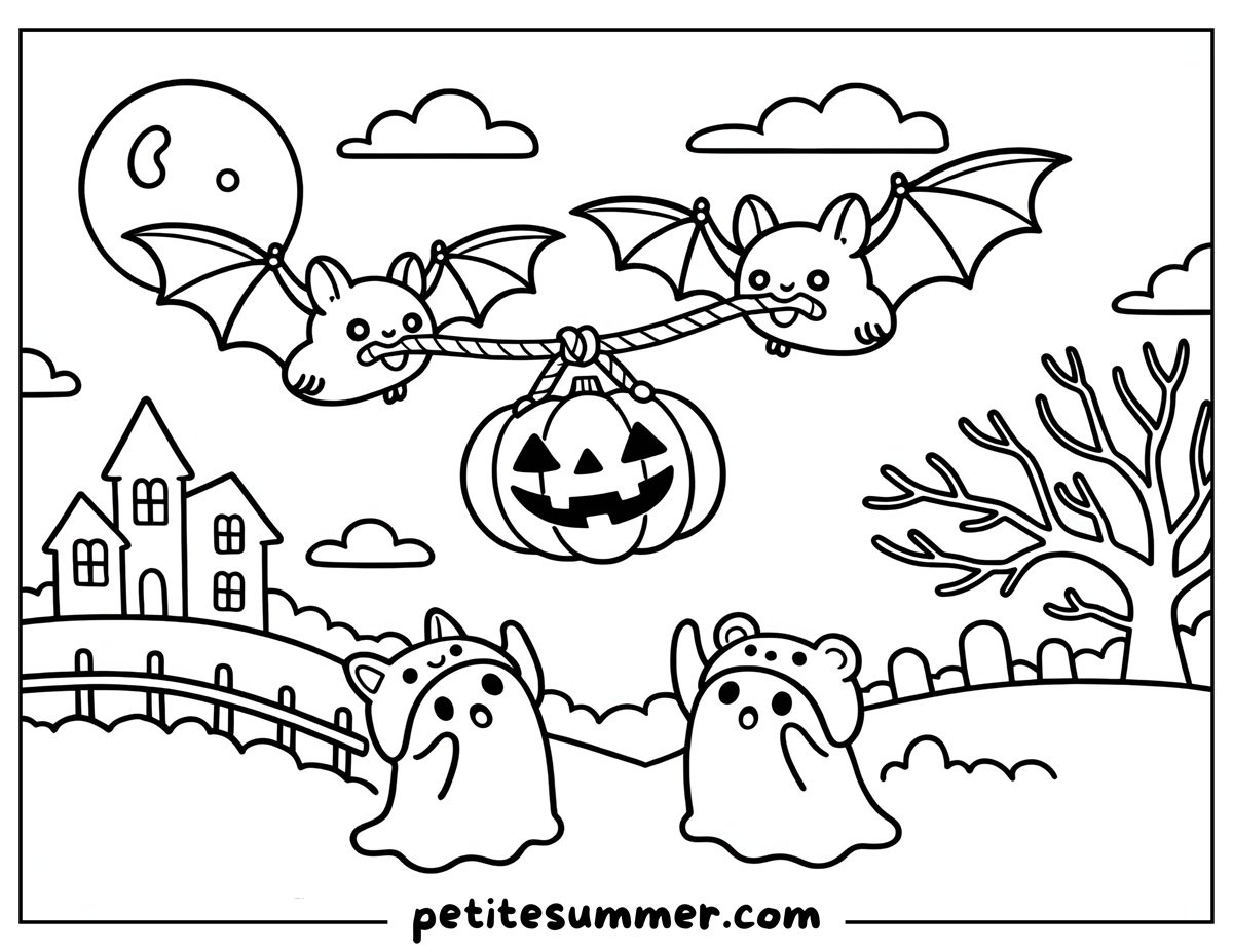 flying pumpkin coloring page