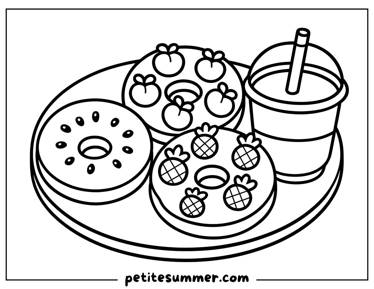 fruit donuts coloring page