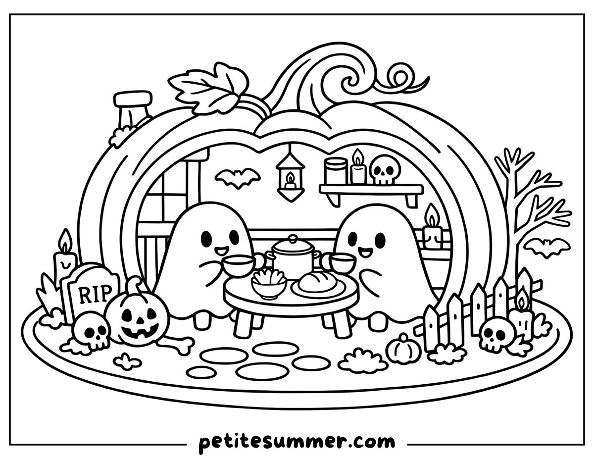 halloween pumpkin house coloring page