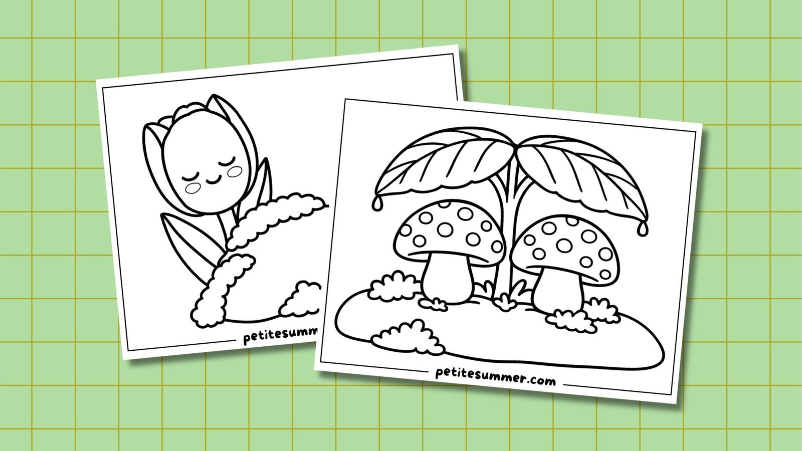 nature coloring page category feature image (green background)
