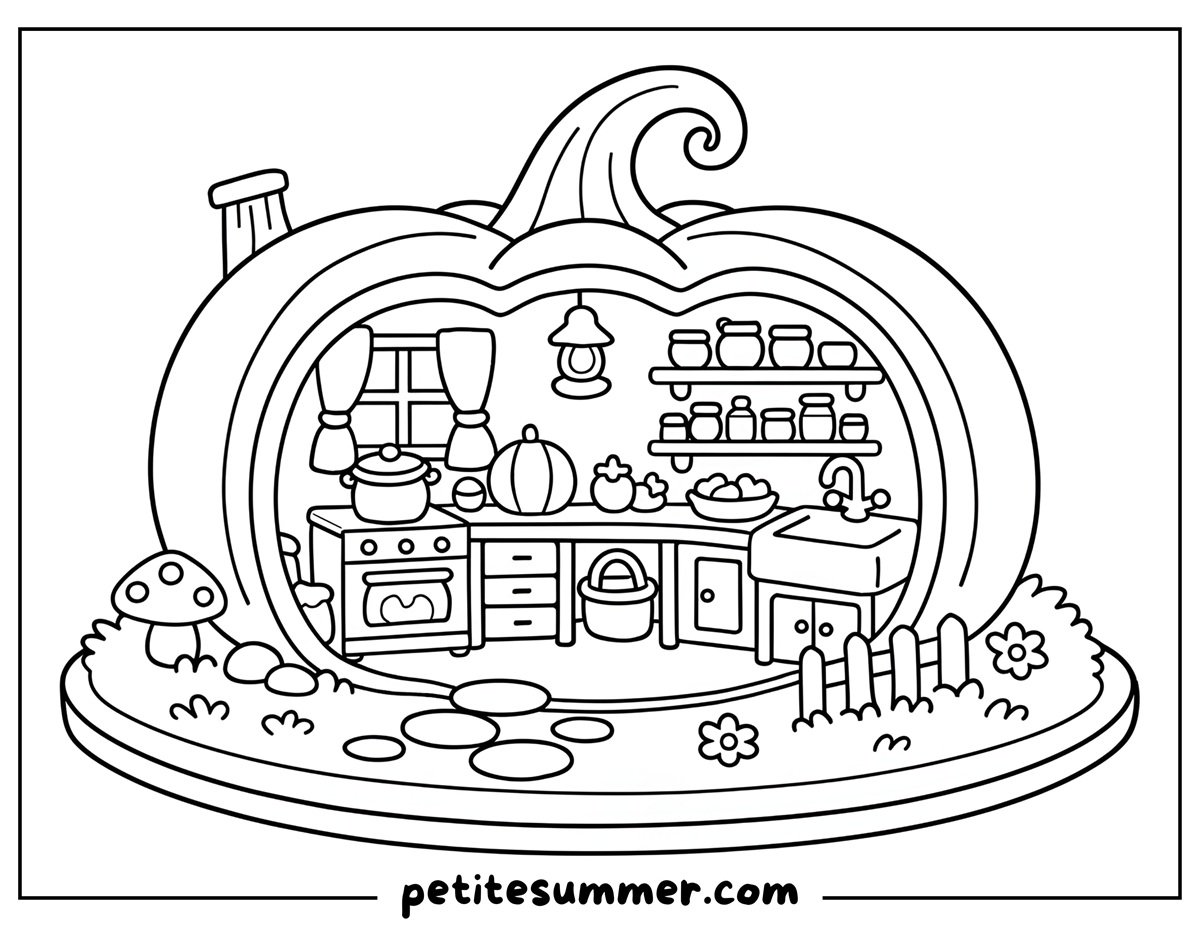 pumpkin kitchen coloring page