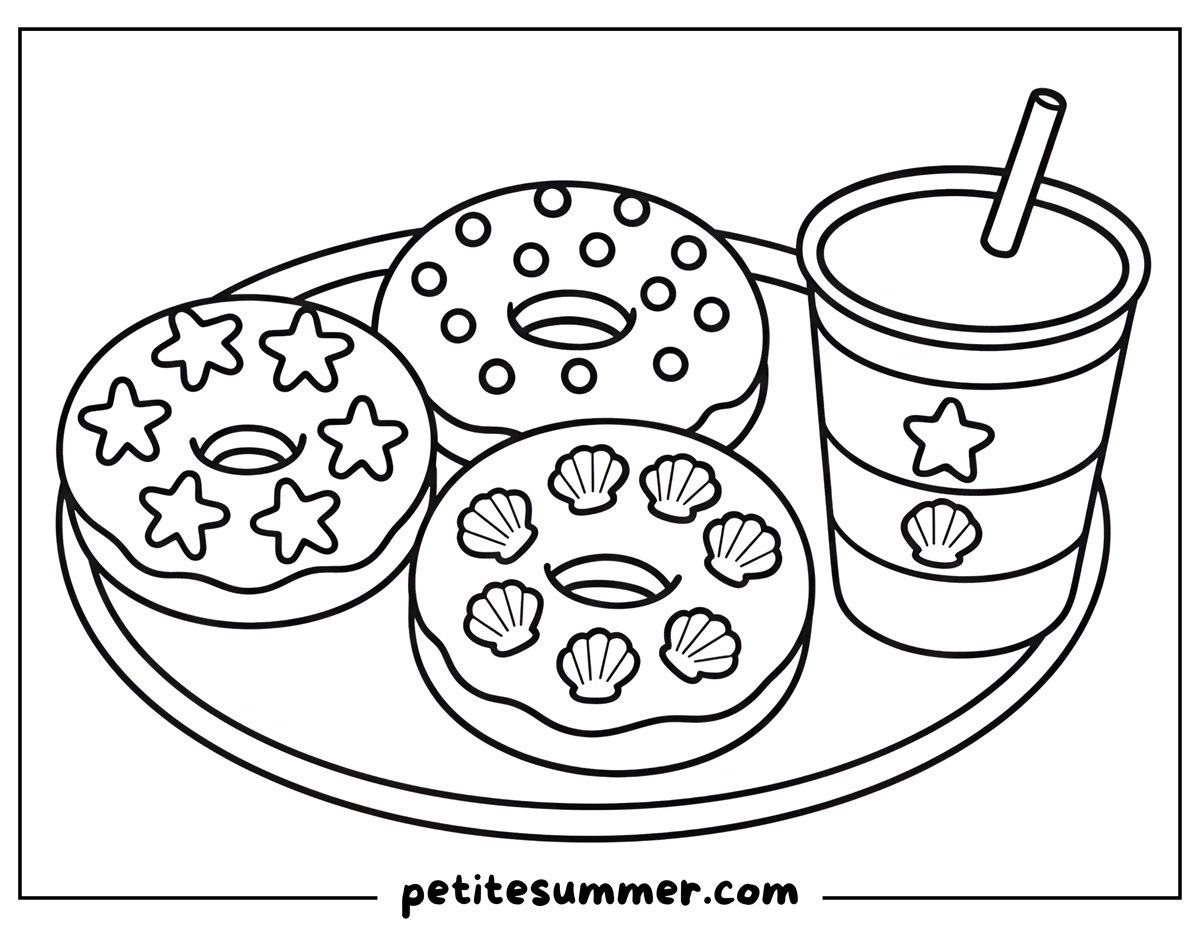 sea donuts coloring page