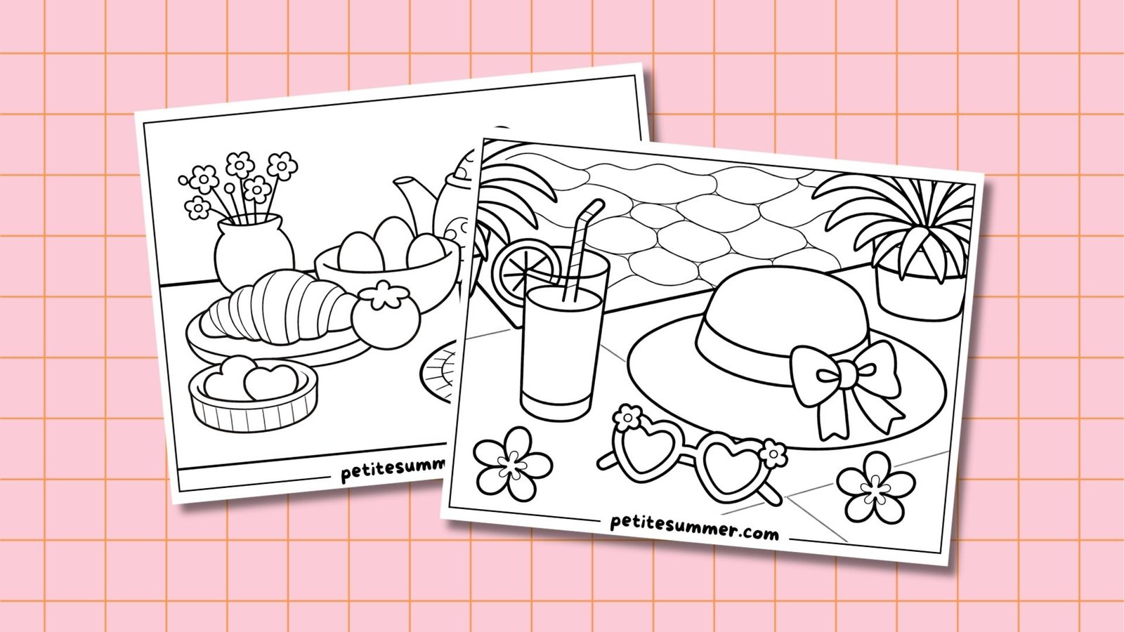 slice of life coloring page category feature image (pink background)