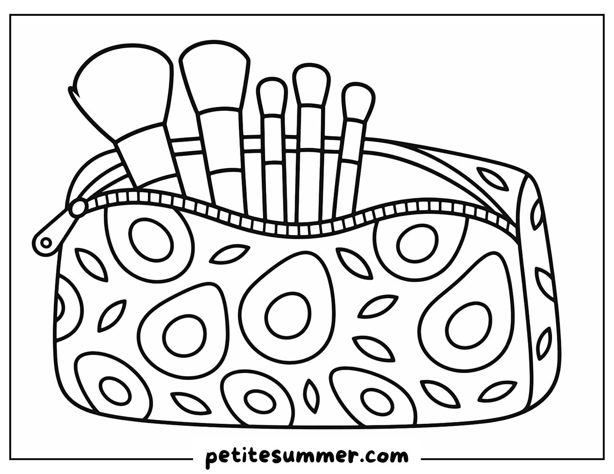 avocado makeup bag coloring page