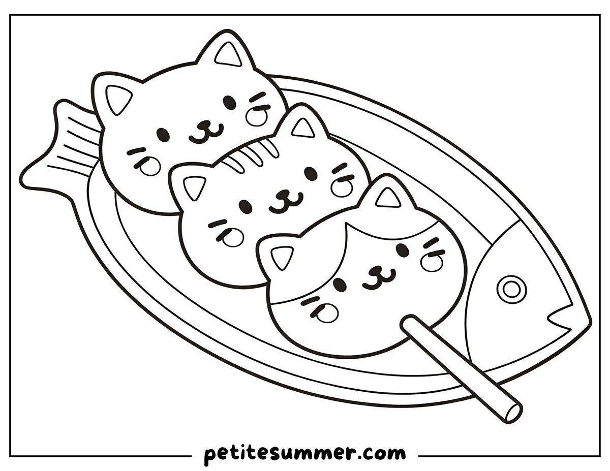 cat mochi coloring page