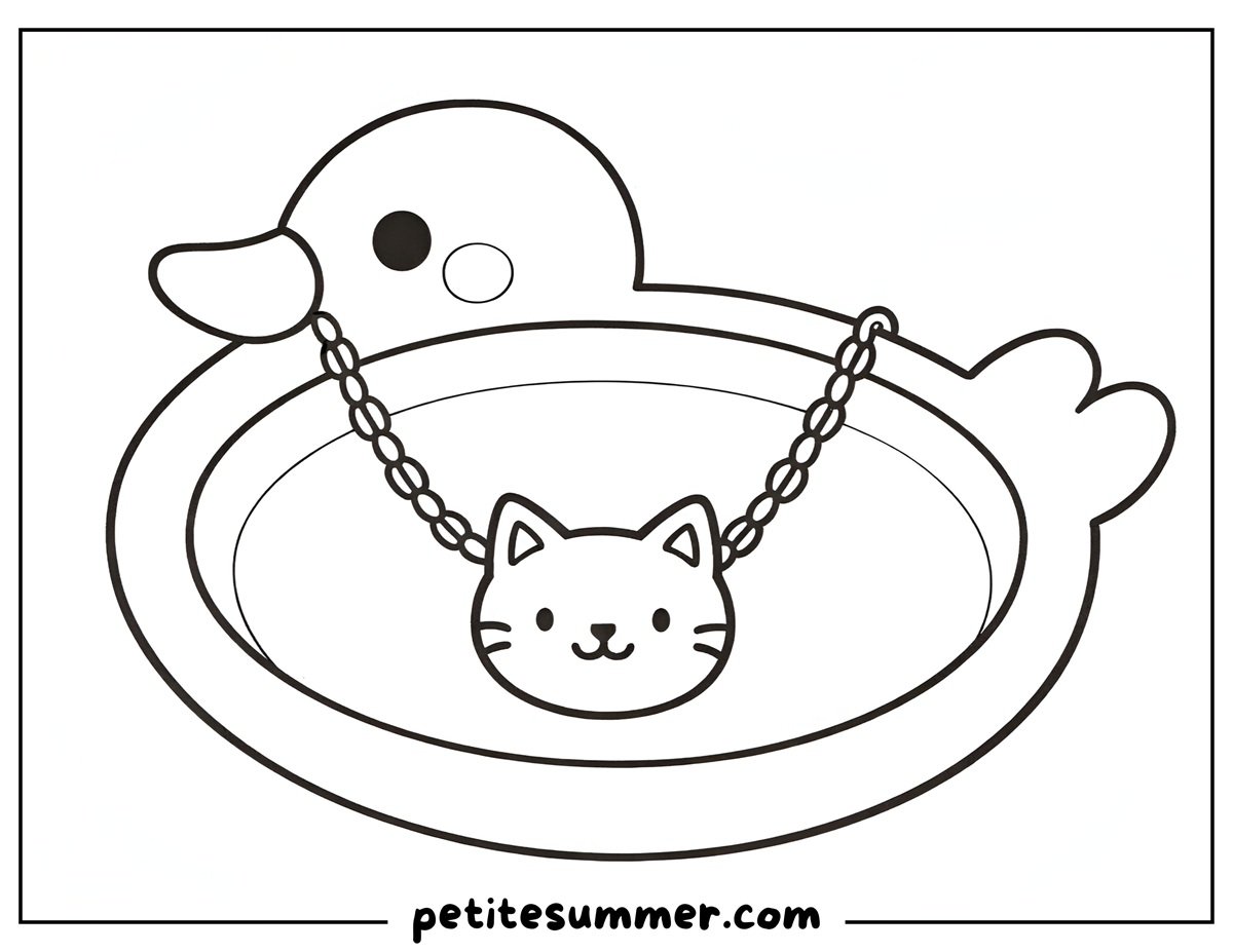 cat necklace coloring page