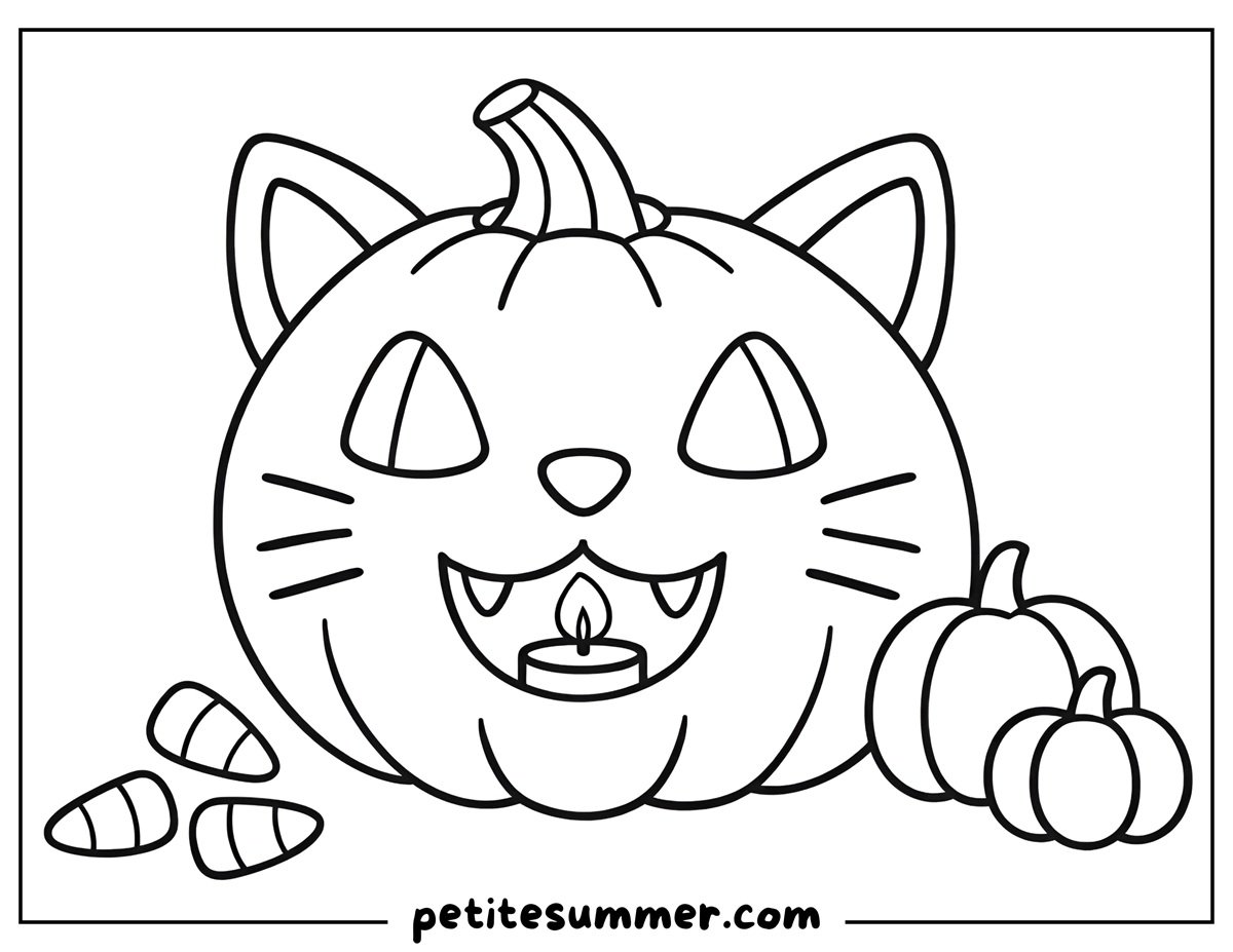 cat pumpkin coloring page