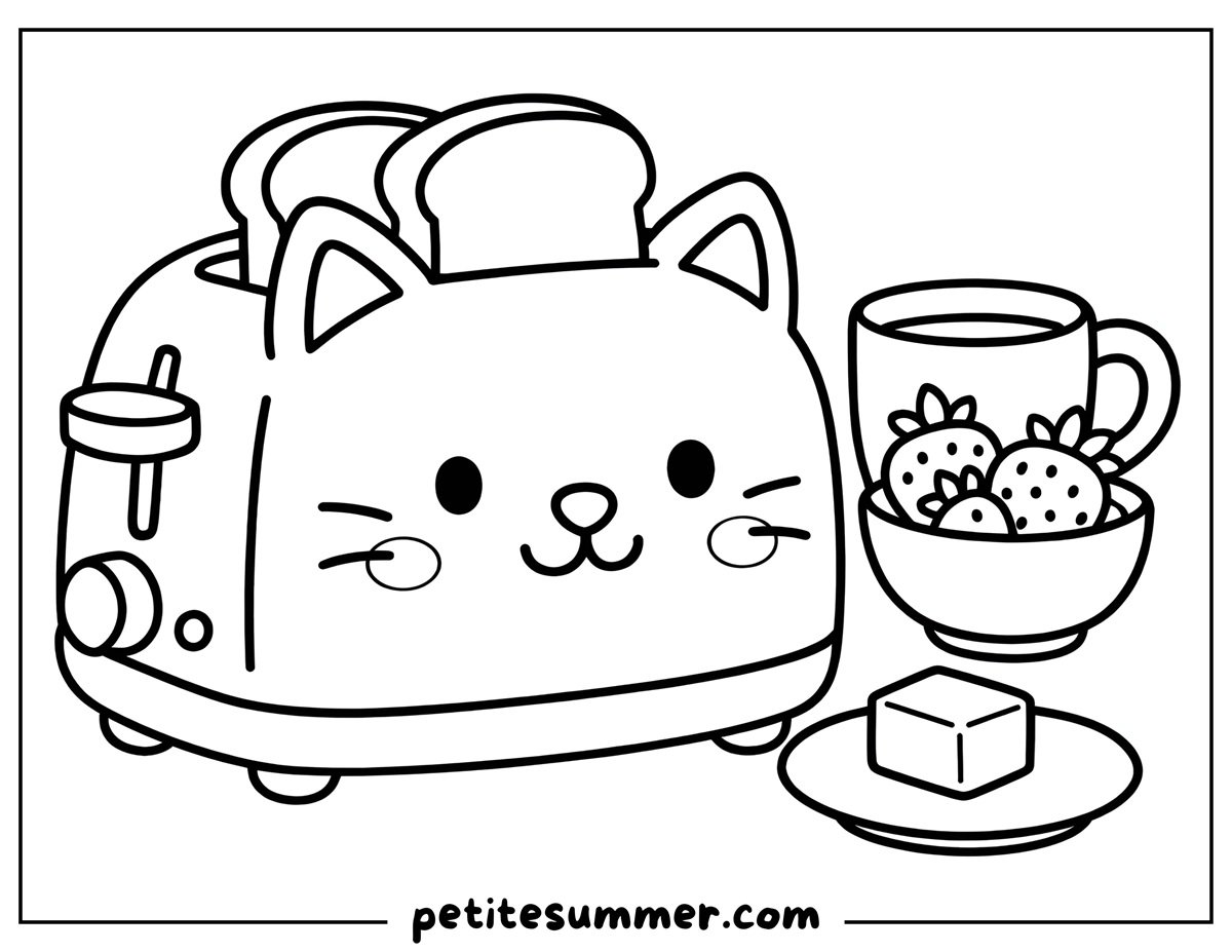 cat toaster coloring page