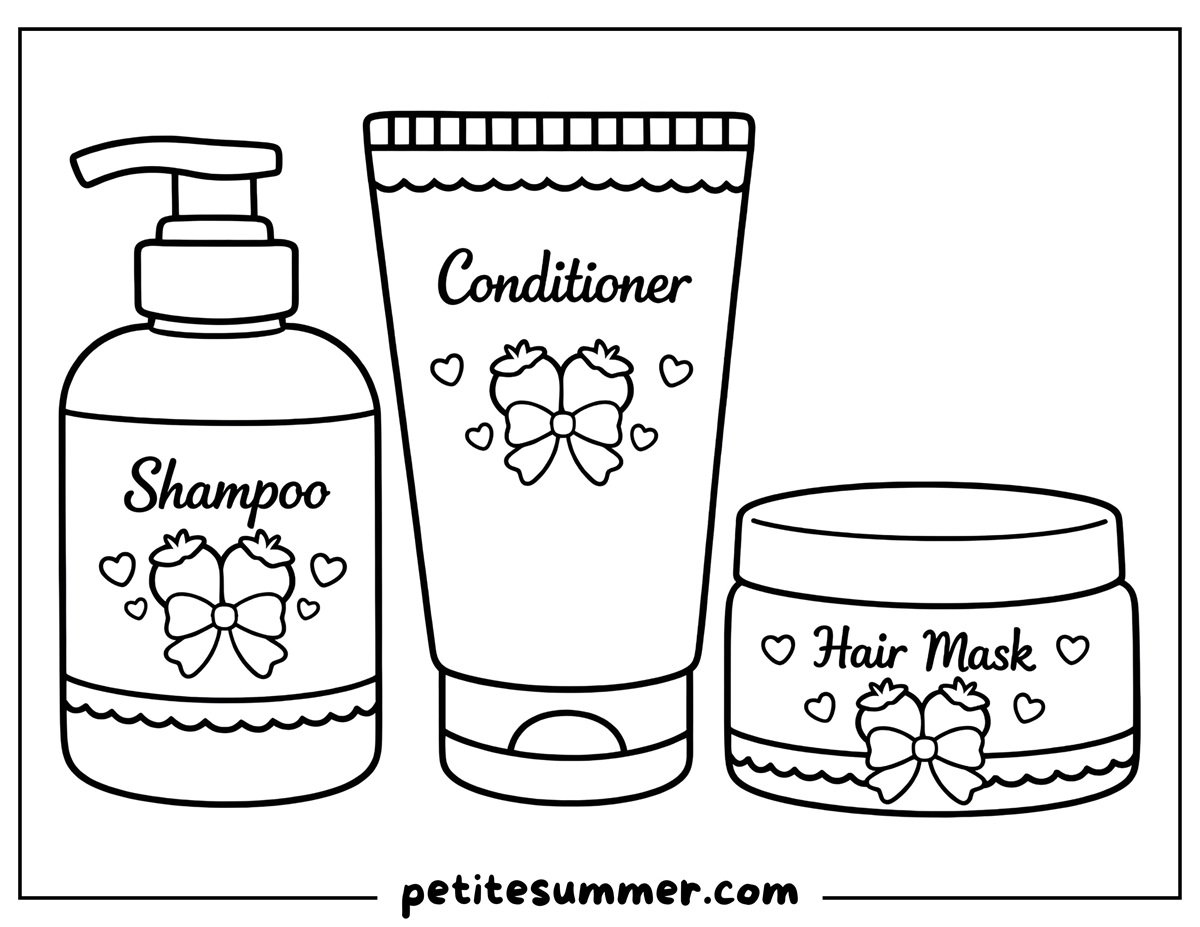 cute hair products coloring page