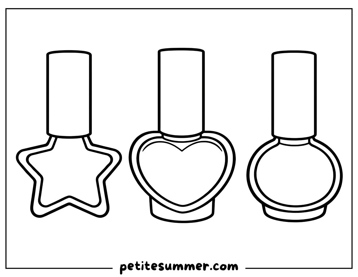 cute nail polish bottles coloring page