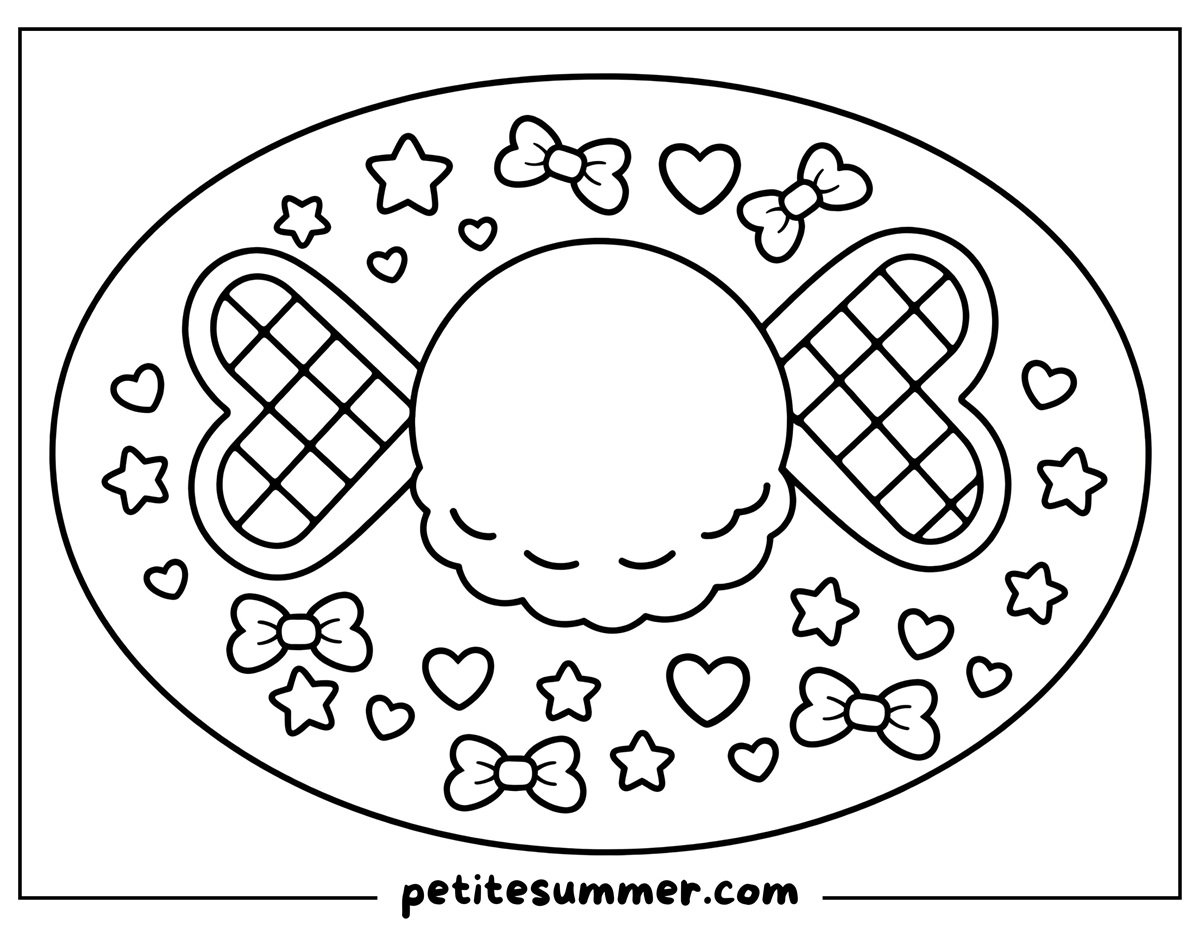 Ice Cream Bow Coloring Page