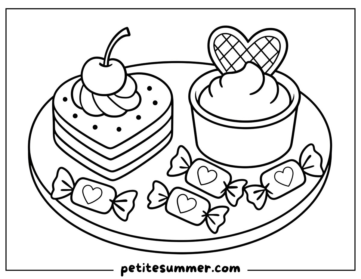 Valentine Ice Cream Coloring Page
