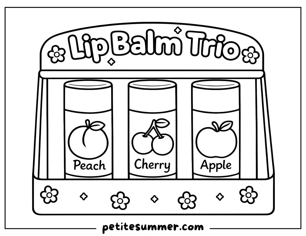 lip balm set coloring page
