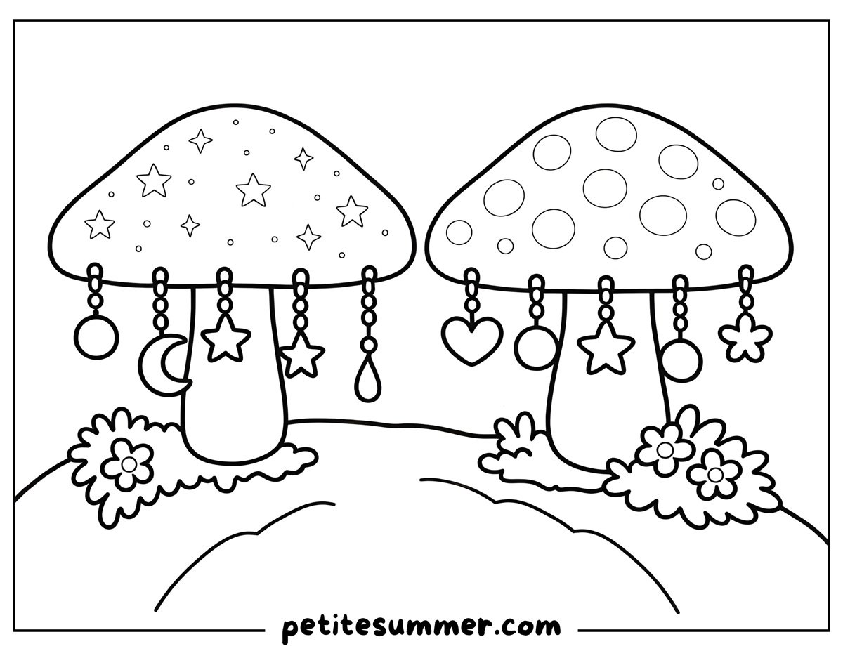 Mushroom Charms Coloring Page
