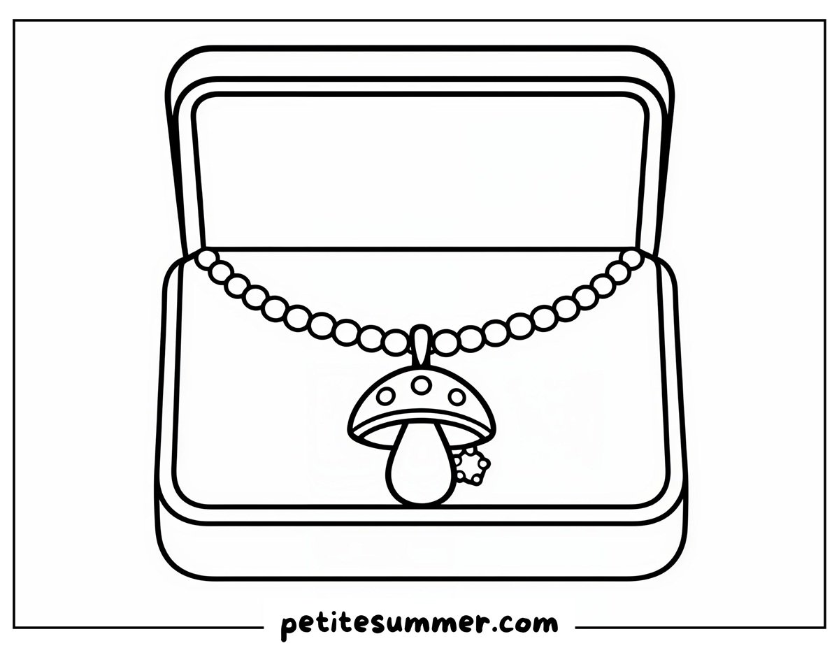 Mushroom Necklace Coloring Page