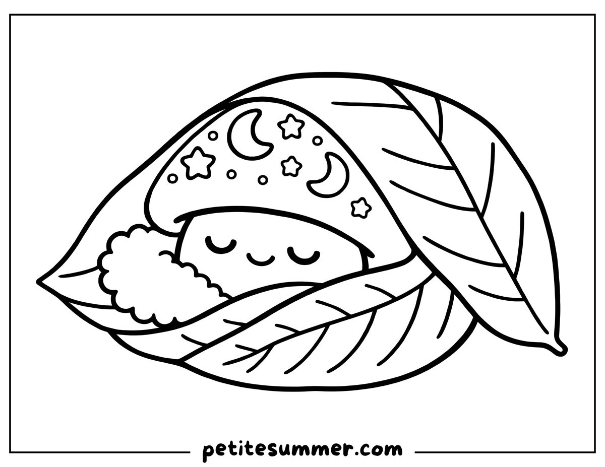 Mushroom Sleeping Coloring Page