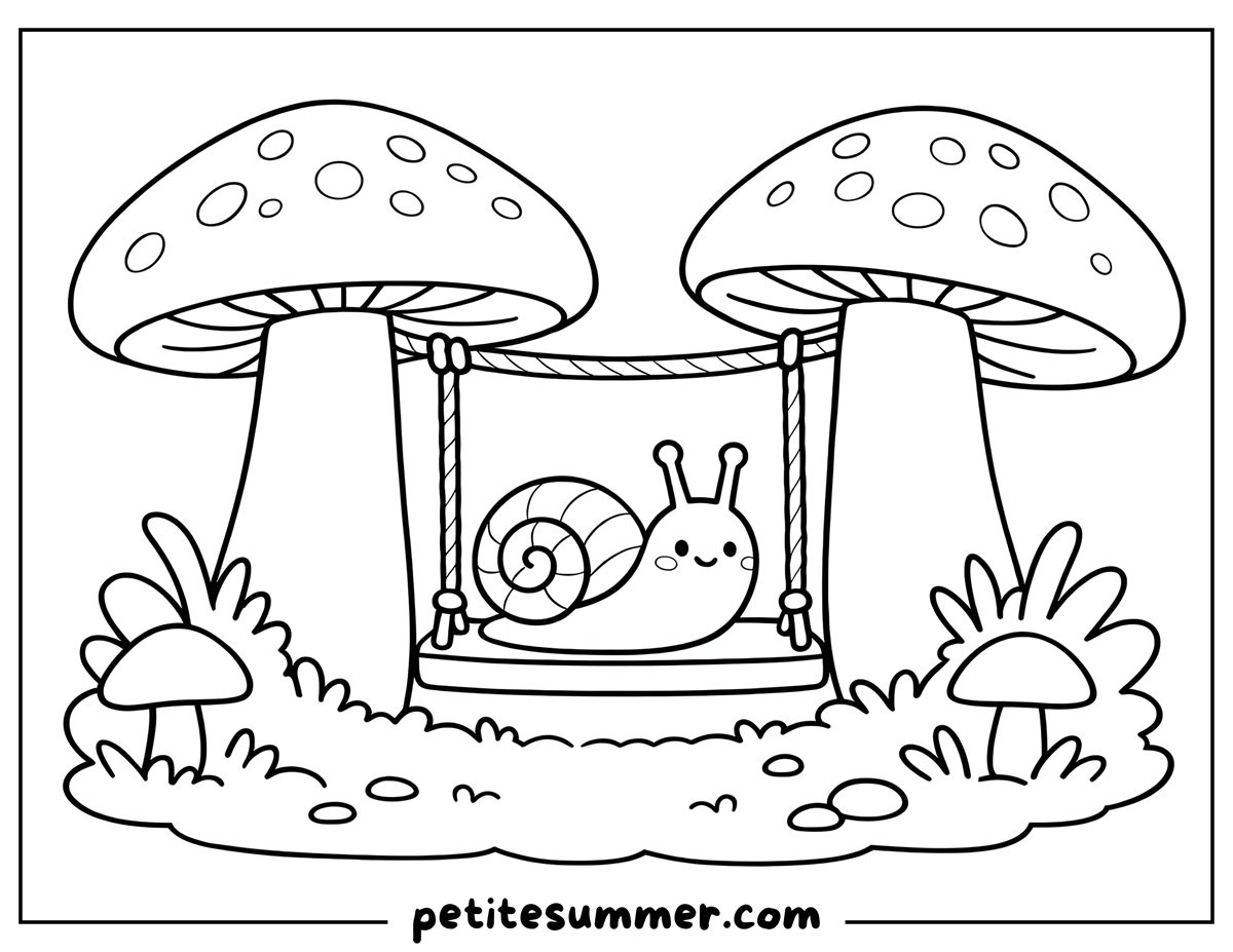 Mushroom Swing Coloring Page