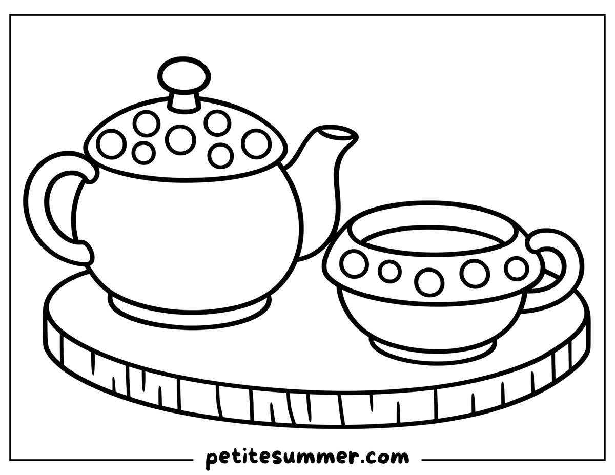 Mushroom Tea Pot Coloring Page