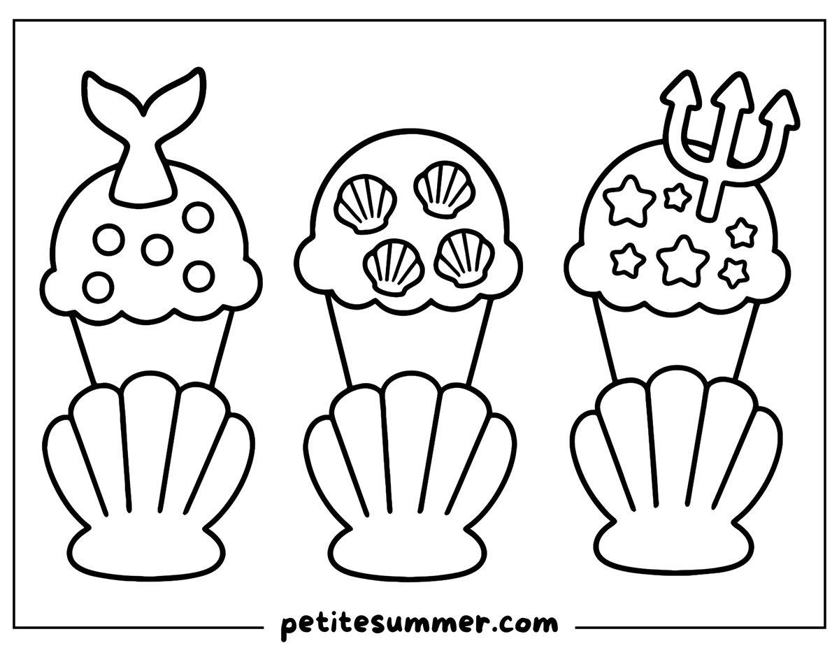 Sea Ice Cream Cones Coloring Page