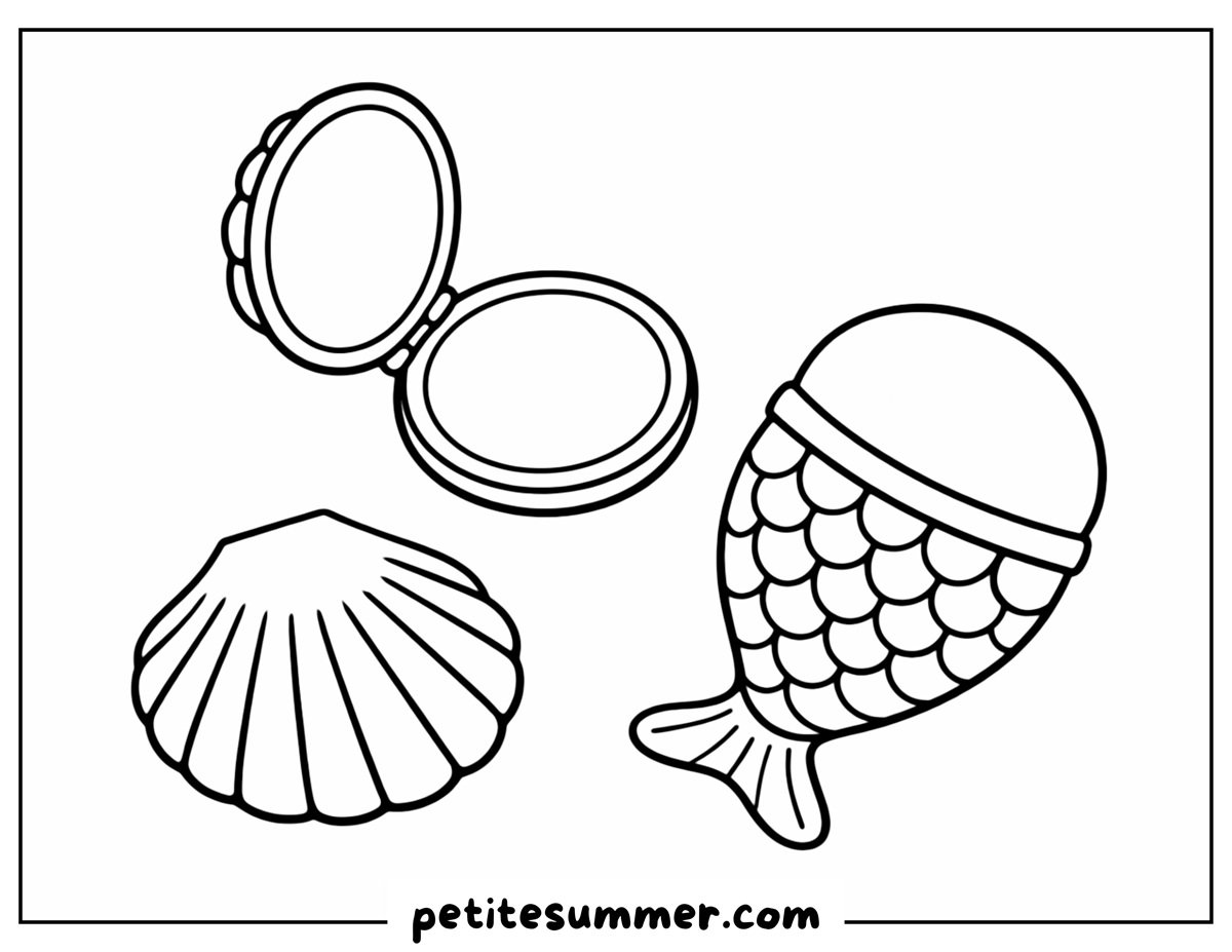 sea makeup tools coloring page