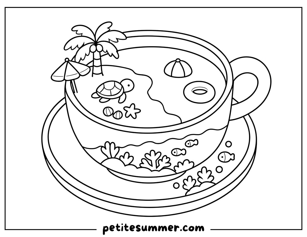 beach cup coloring page
