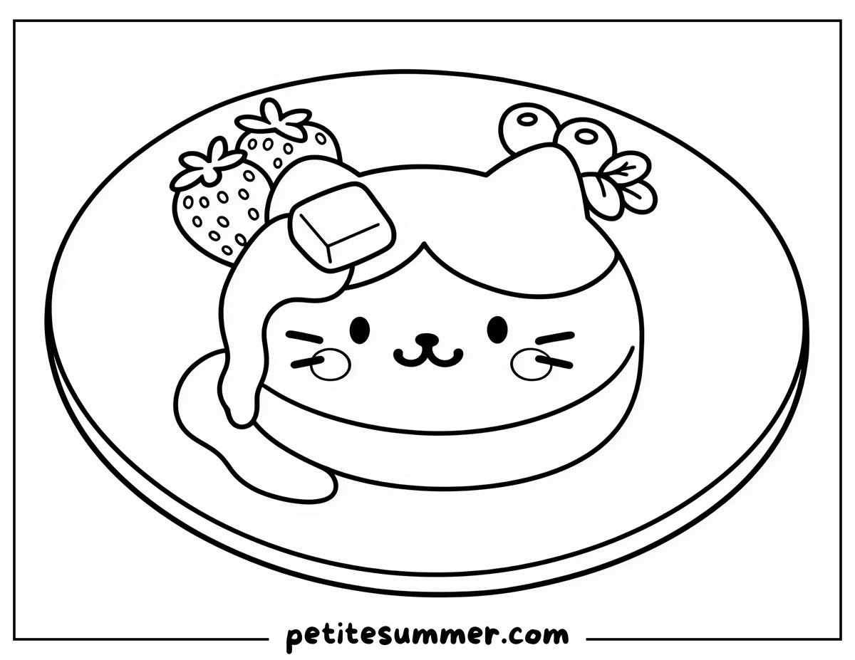 cat pancake coloring page