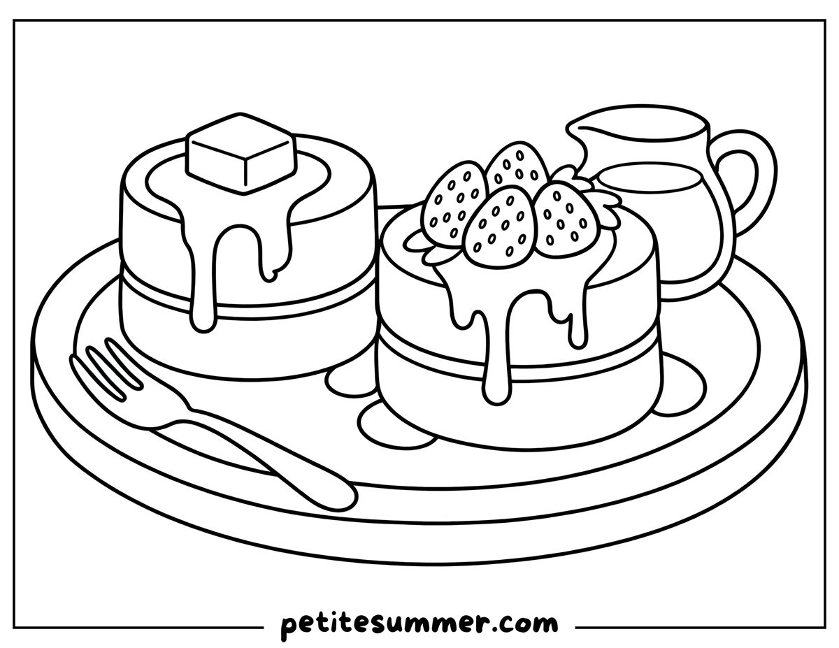cozy pancake breakfast coloring page