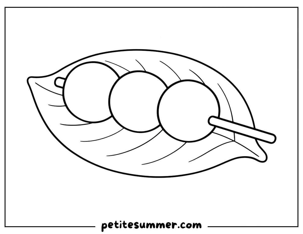 dango on a plate coloring page