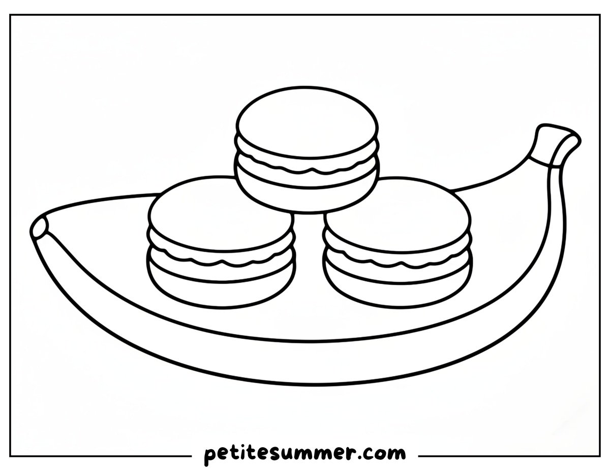macarons on a plate coloring page