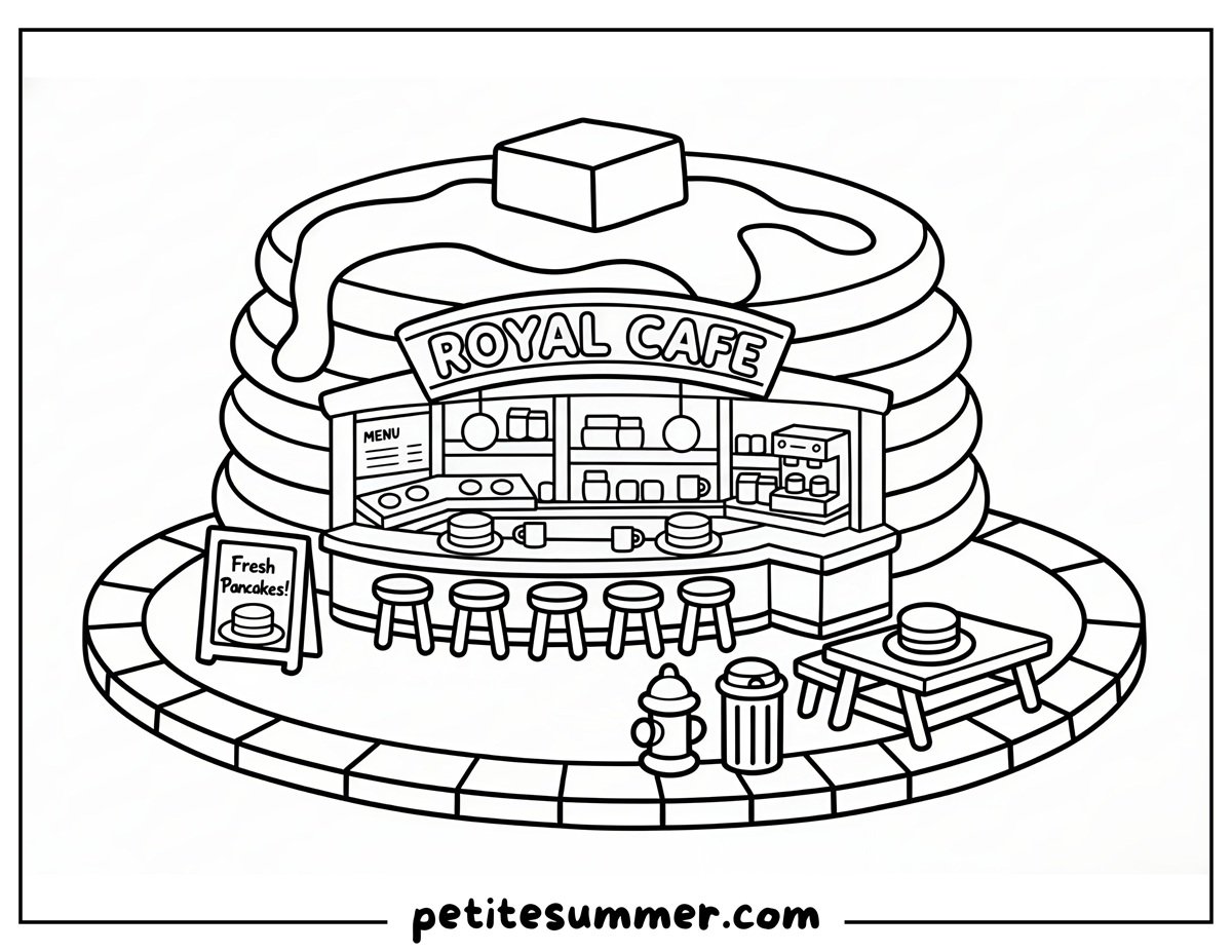 pancake cafe coloring page