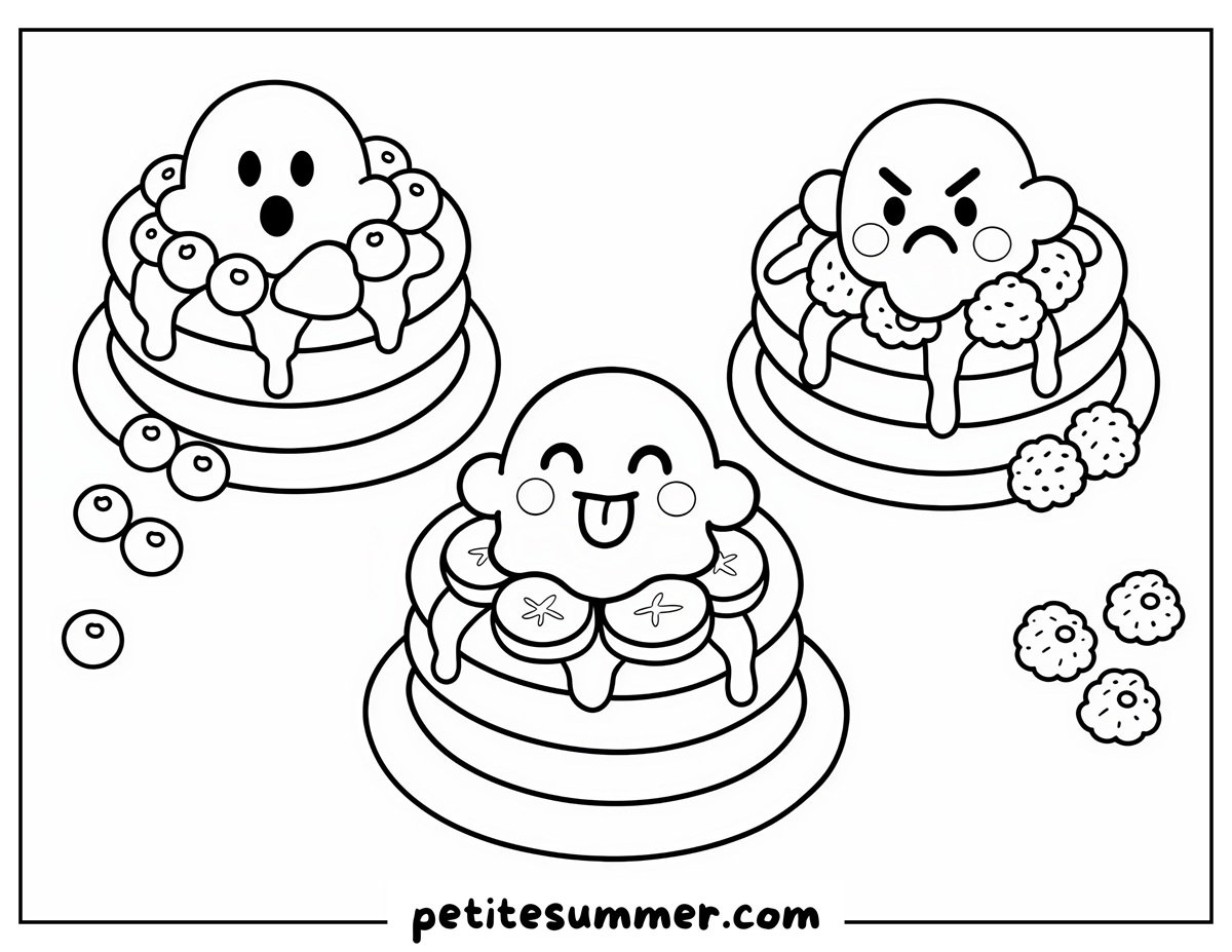 pancake ghosts coloring page
