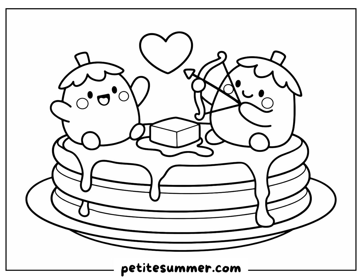 pancake valentine coloring page