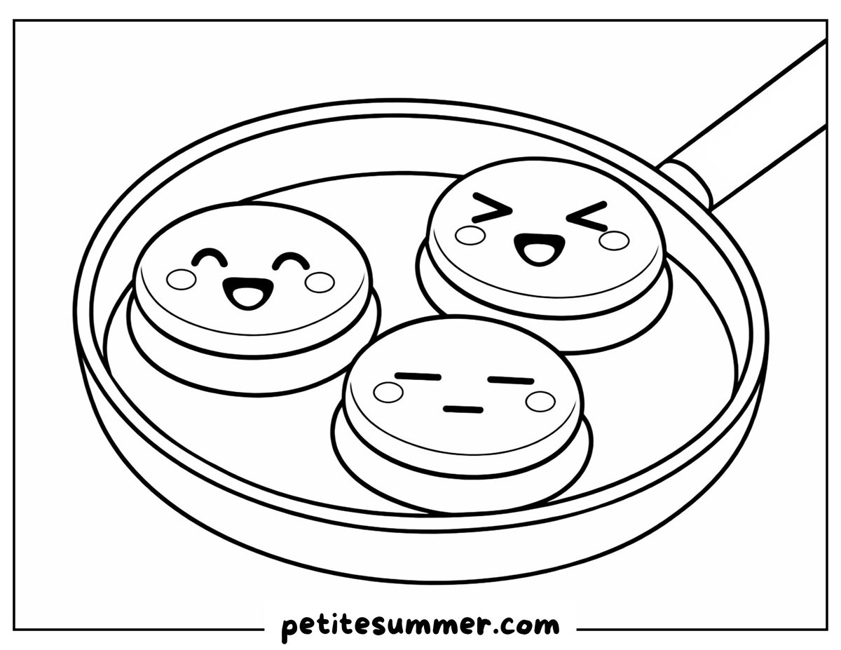 pancakes on a pan coloring page