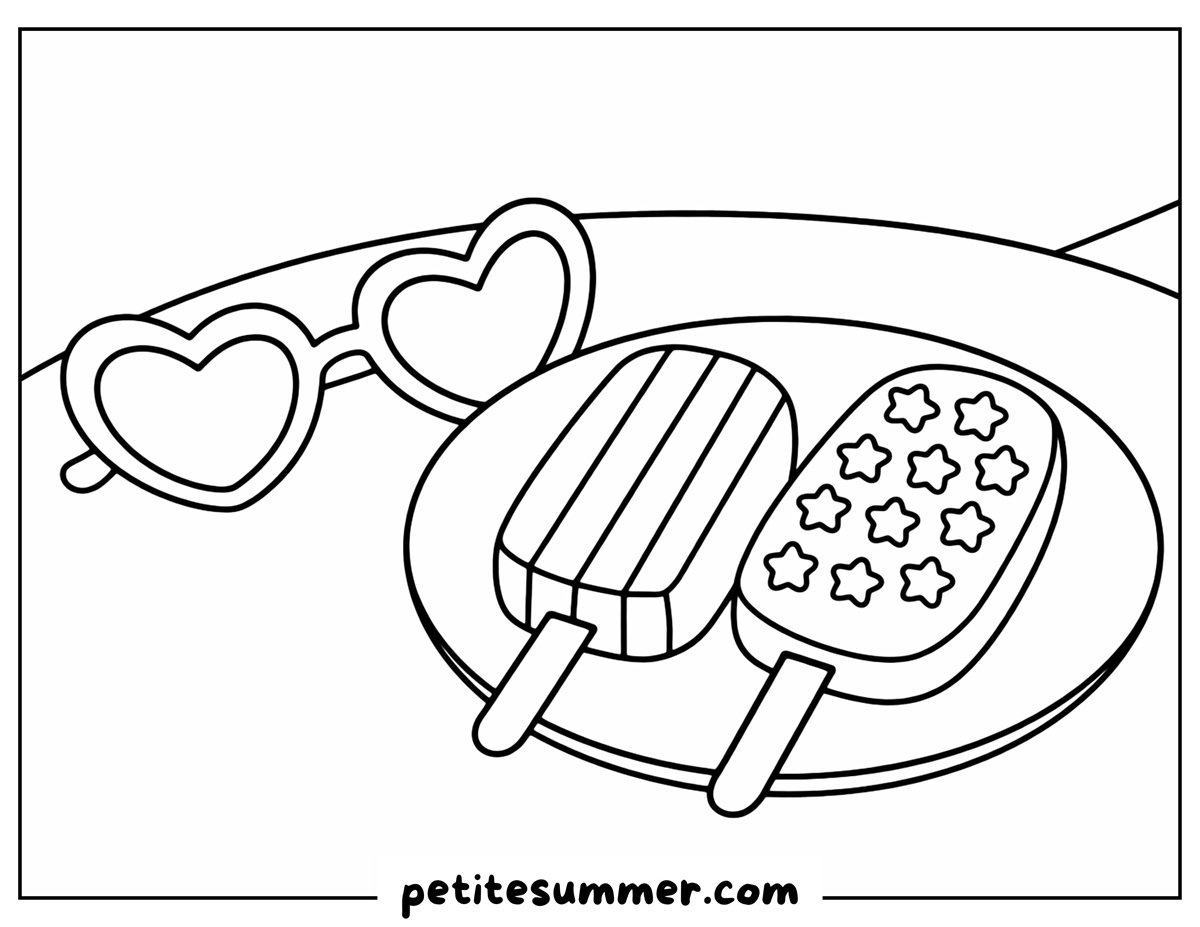 popsicles by the pool coloring page