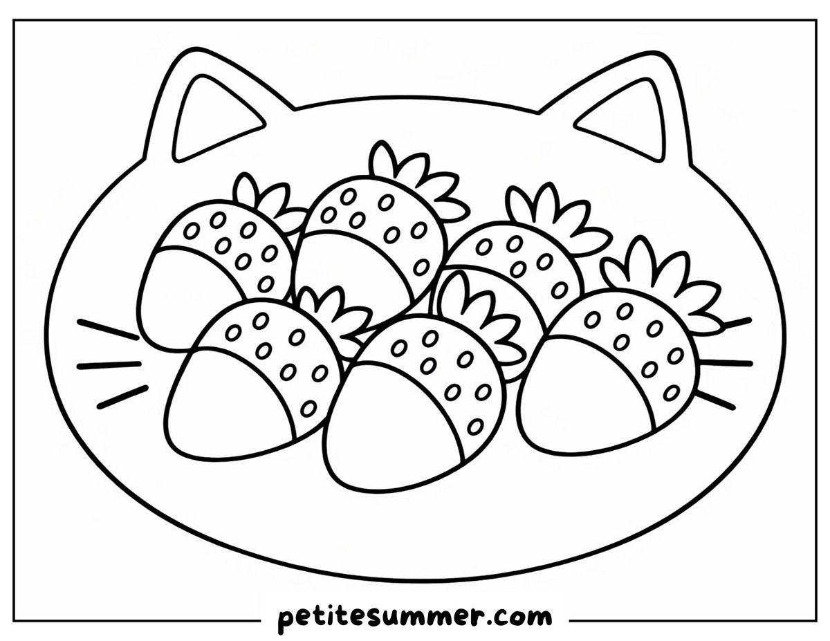 strawberries dipped in chocolate coloring page