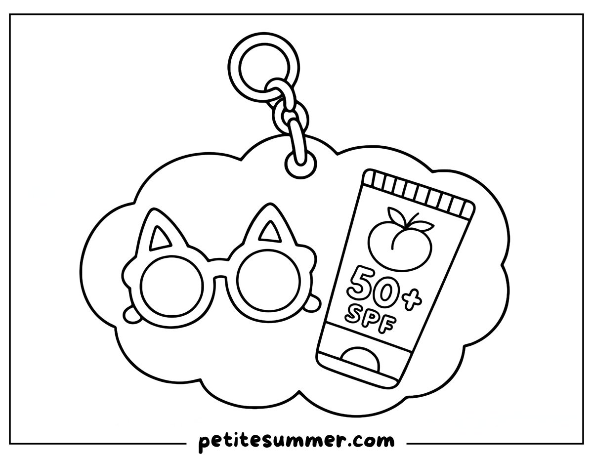 summer keychain coloring page