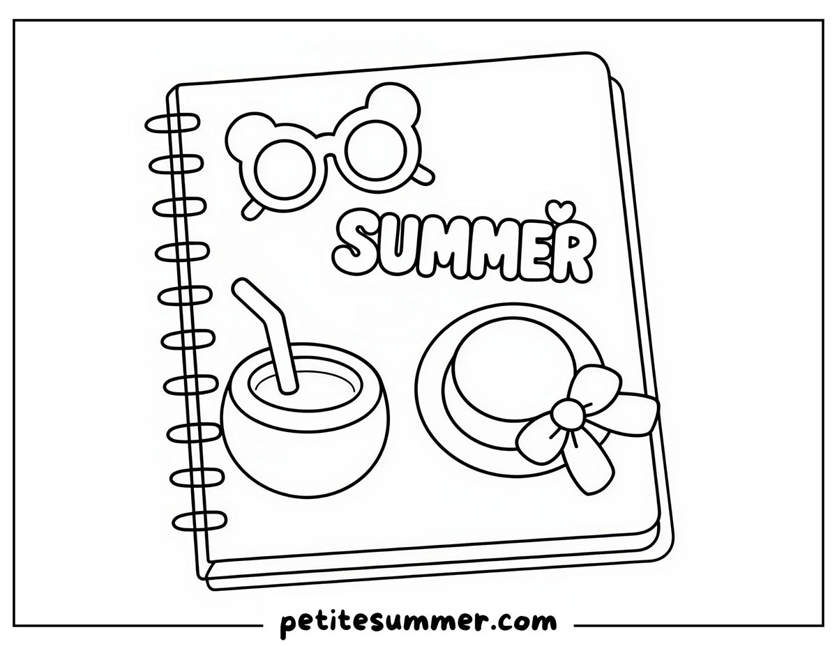 summer notebook coloring page