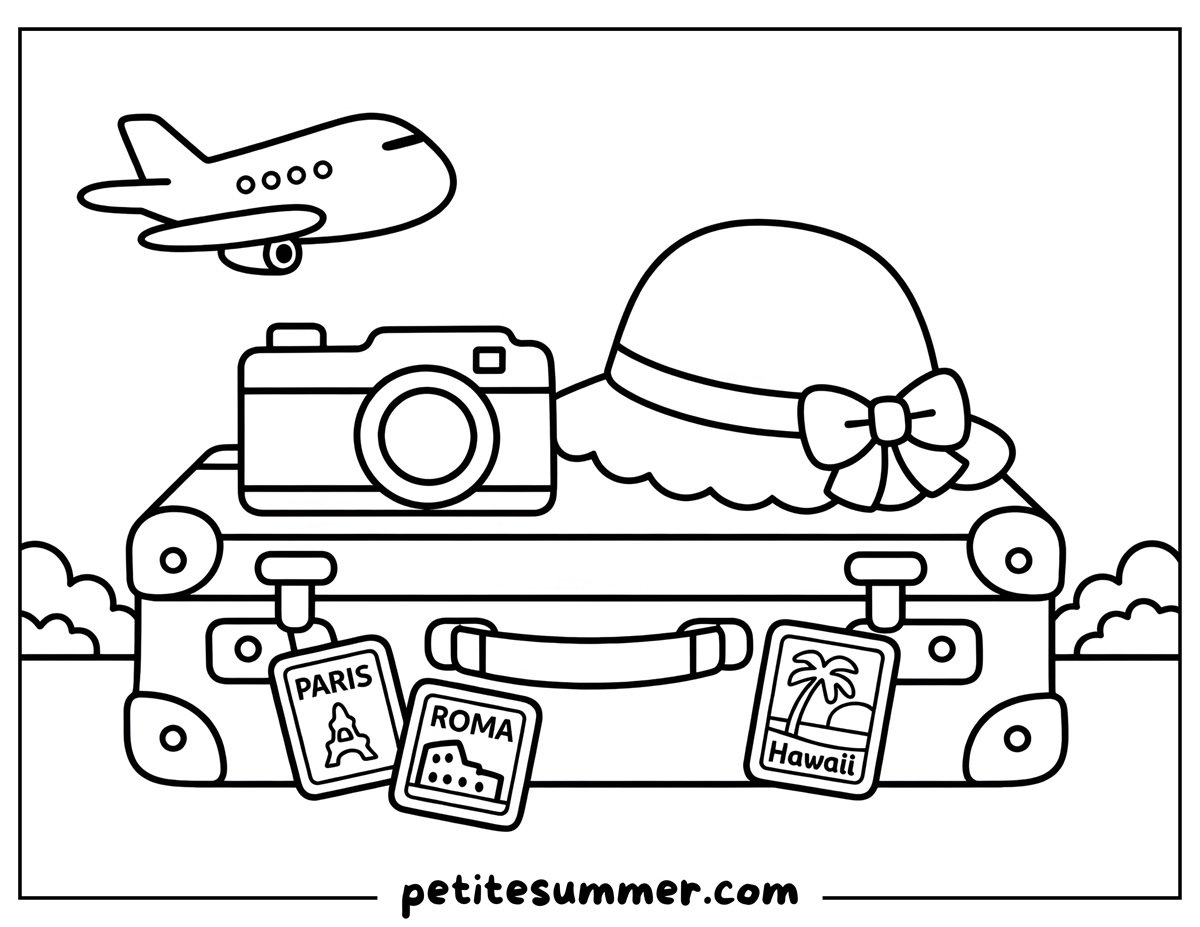 travel suitcase coloring page