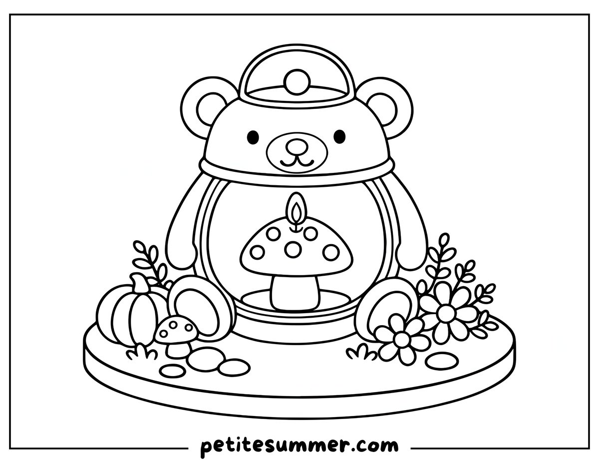 bear lantern coloring page
