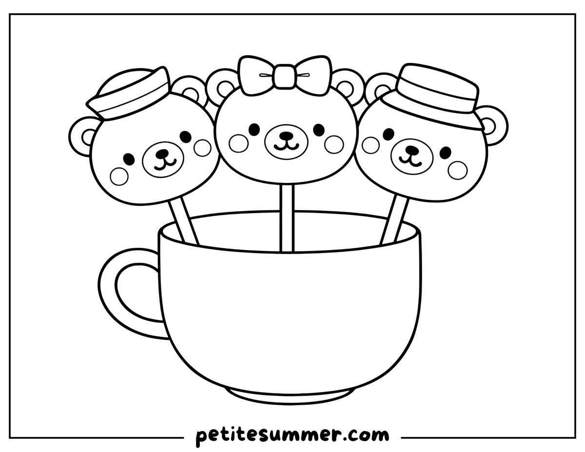 bear lollipops coloring page