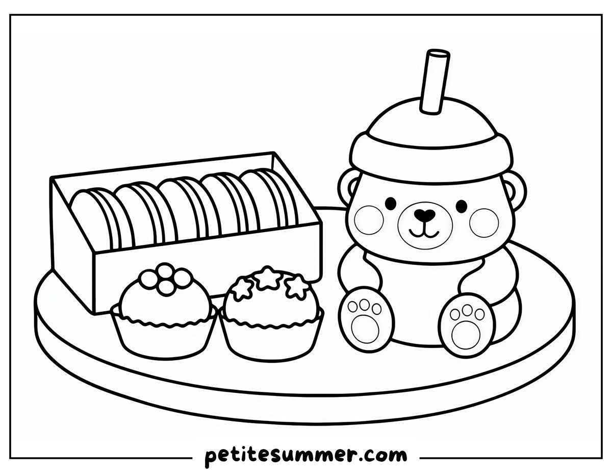 bear shaped cup coloring page